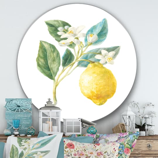 Designart - Floursack Lemon I - Farmhouse Metal Circle Wall Art
